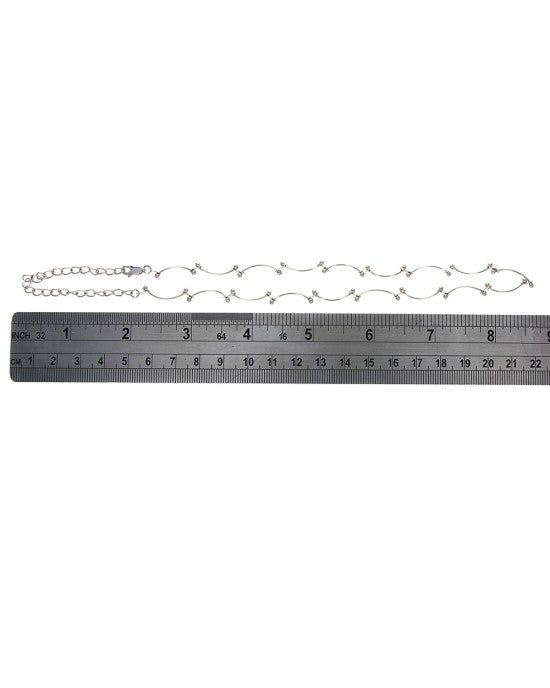 Curve Link Ball Chain Necklace in White Gold