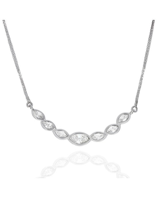 Diamond Station Necklace in White Gold