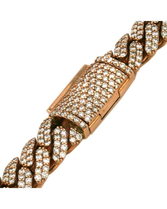 Diamond Pave Cuban Link Chain Necklace in Rose Gold