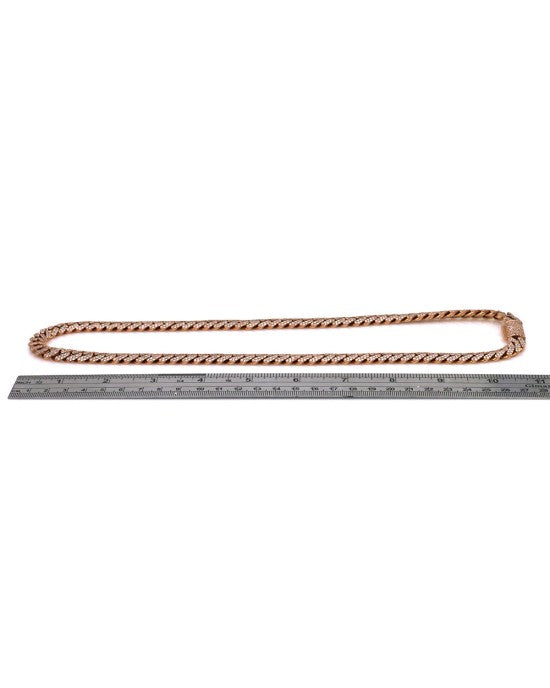 Diamond Pave Cuban Link Chain Necklace in Rose Gold