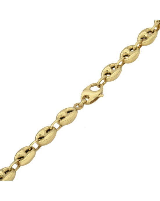 Hollow Puffed Mariner Chain Necklace in Yellow Gold