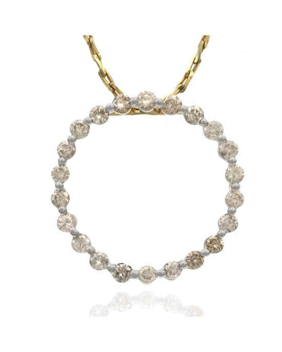 Diamond Open Circle Necklace in Yellow Gold