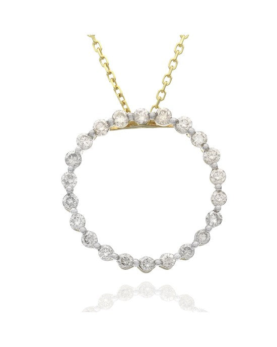 Diamond Open Circle Necklace in Yellow Gold