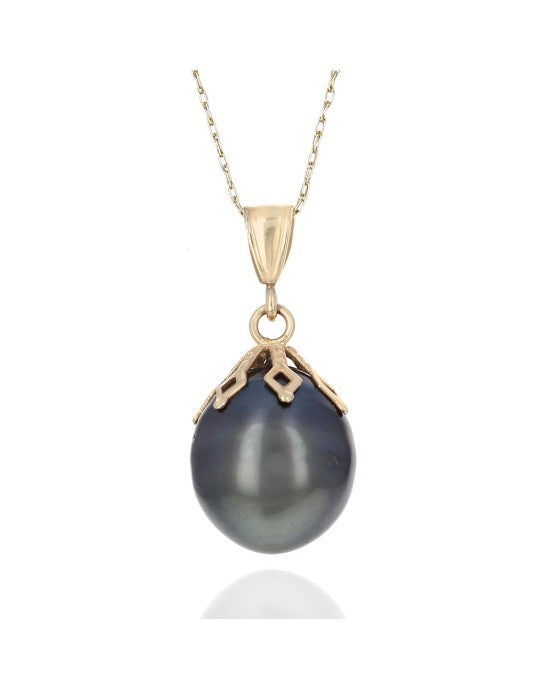 Gray Tahitian Pearl Drop Necklace