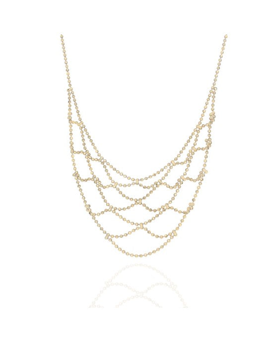 Ball Chain Bib Necklace in Gold