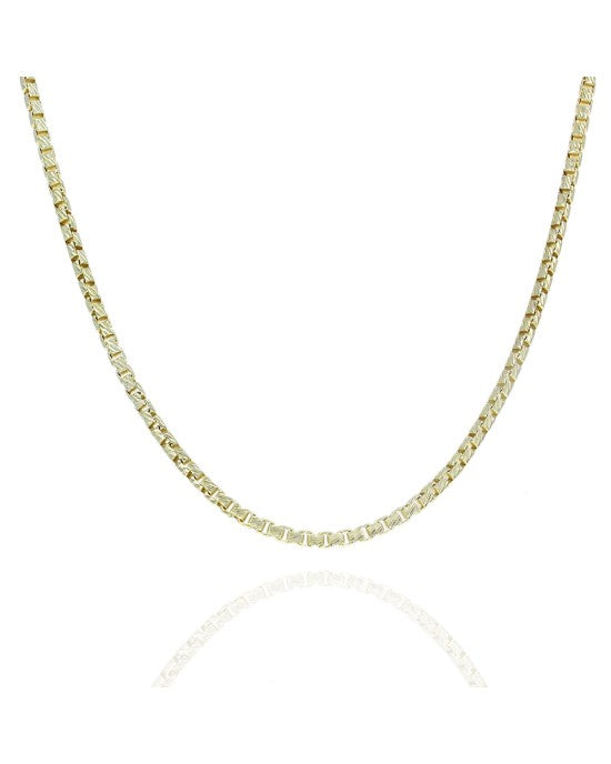 Diamond Cut Box Chain Necklace in Yellow Gold