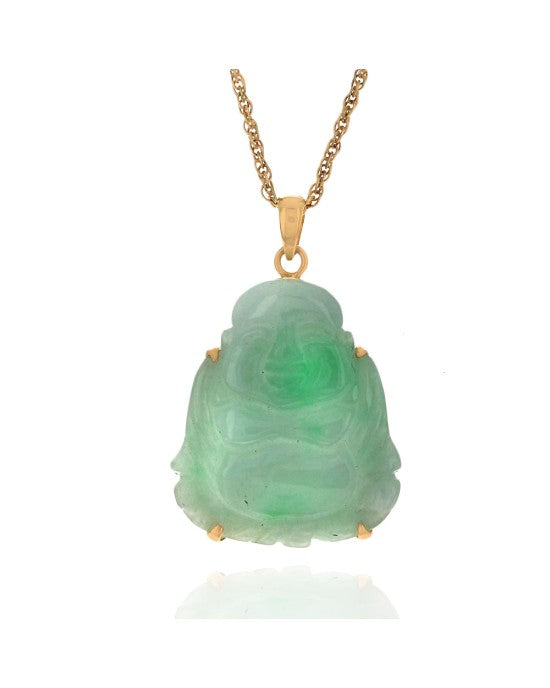 Smiling Carved Jadeite Buddha Necklace