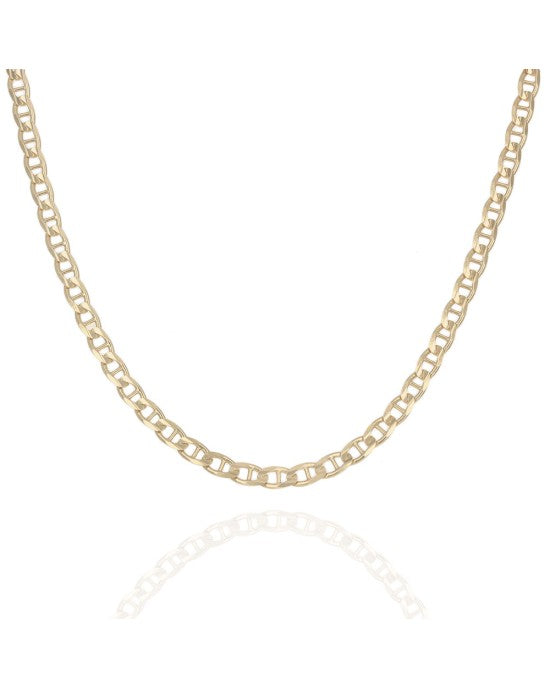 Flat Mariner Link Chain Necklace in Yellow Gold