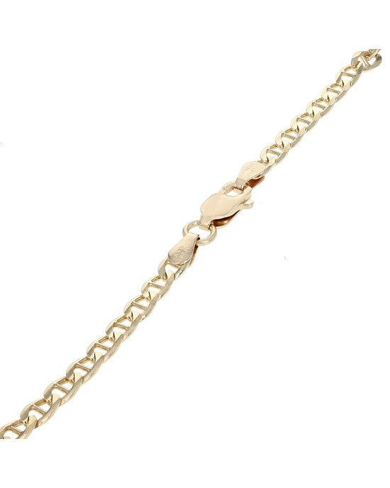 Flat Mariner Link Chain Necklace in Yellow Gold