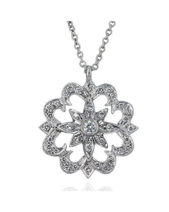 Diamond Open Flower Drop on Cable Chain