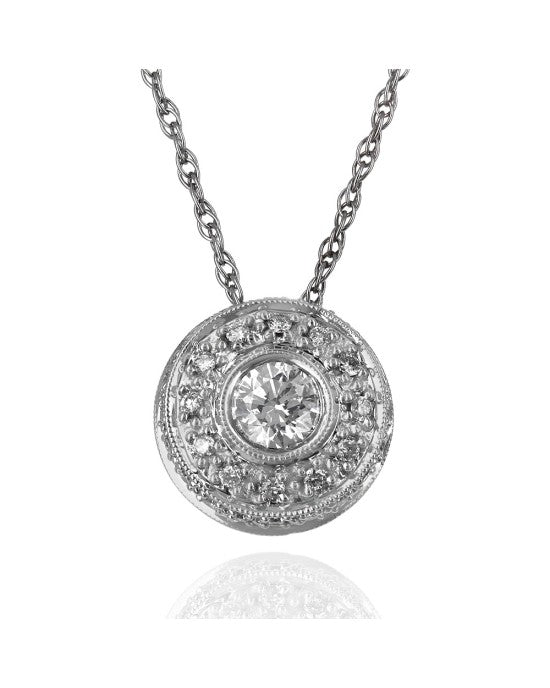 Diamond Double Halo Necklace in White Gold