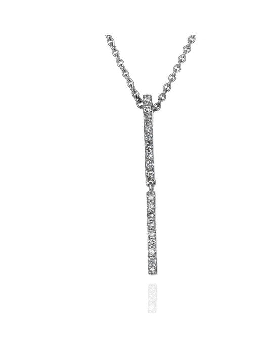 Diamond Double Bar Drop Necklace