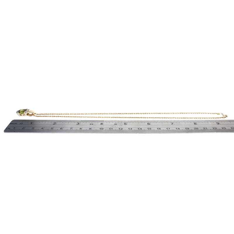 Peridot and Diamond Drop Necklace in White and Yellow Gold