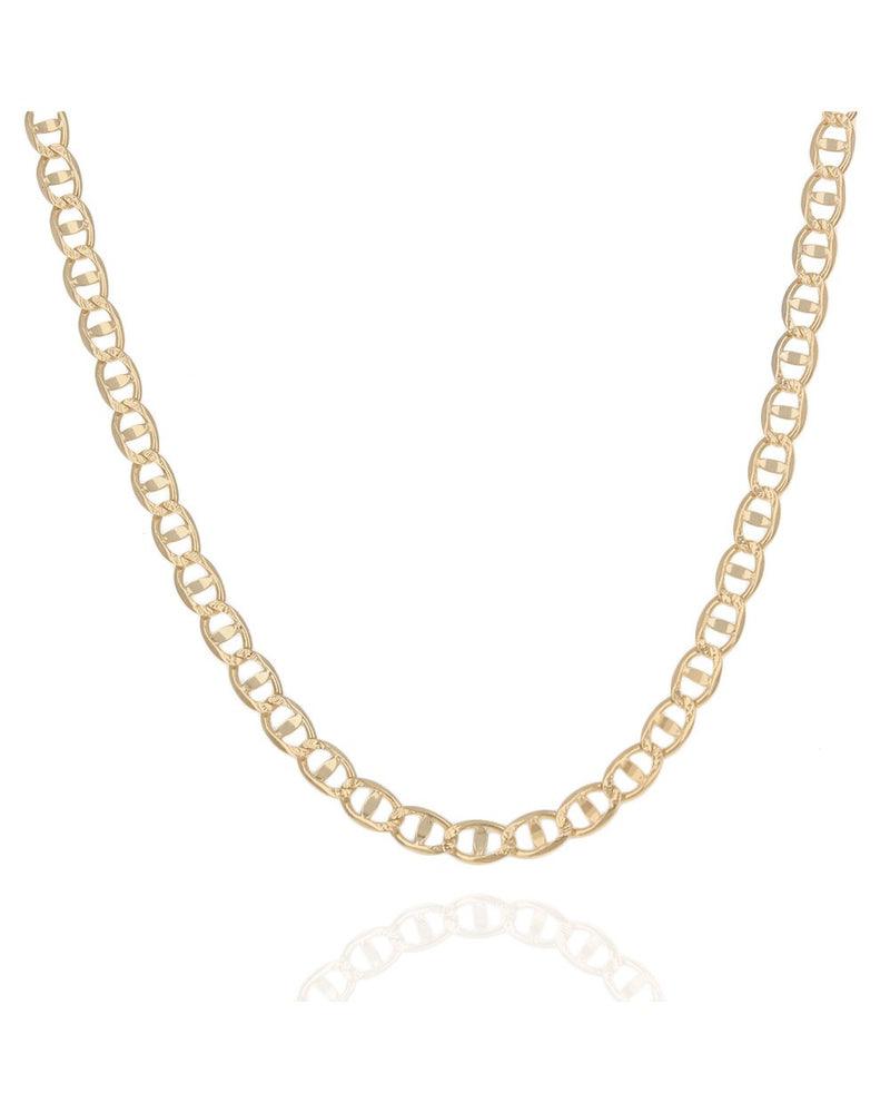 Flat Mariner Chain Necklace in Yellow Gold