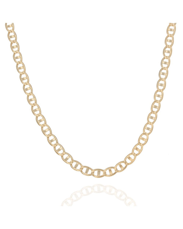 Flat Mariner Chain Necklace in Yellow Gold