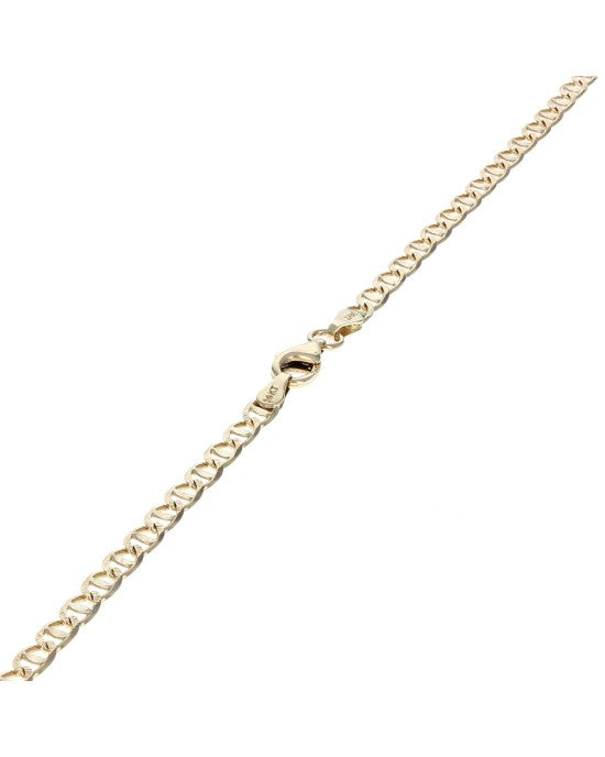 Flat Mariner Chain Necklace in Yellow Gold