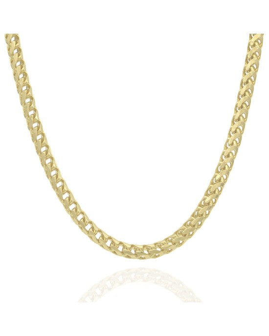 Bright Cut Wheat Chain Necklace in Yellow Gold