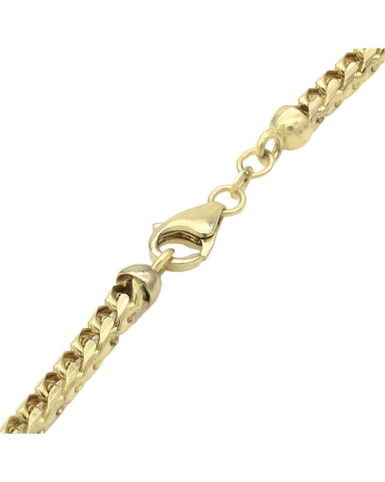 Bright Cut Wheat Chain Necklace in Yellow Gold