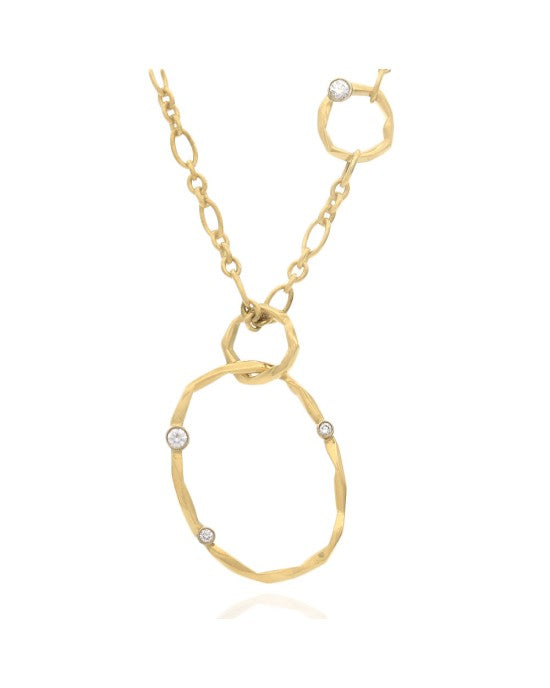 Mimi So Diamond Station Circle Link Necklace