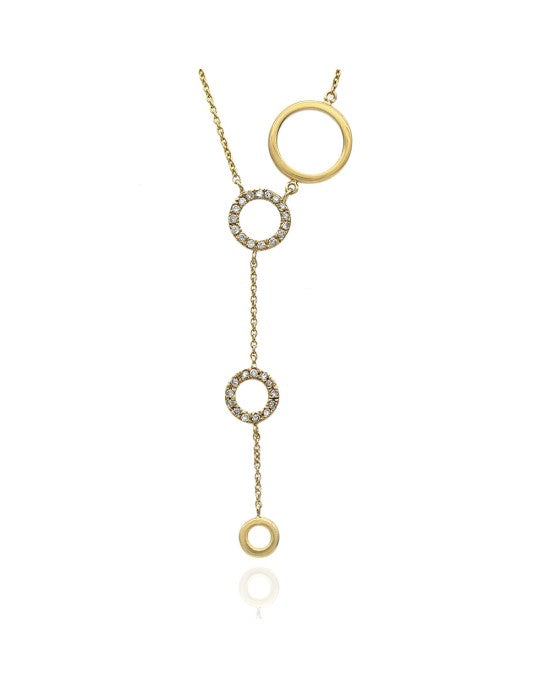 Diamond Circles Drop Necklace in Gold