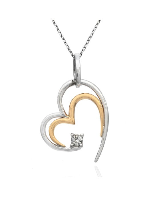 Jane Seymour Diamond Solitaire Open Hearts Necklace