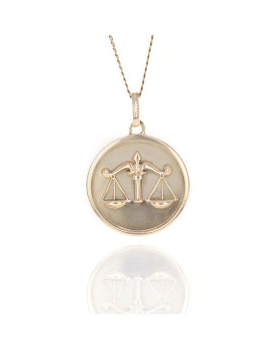 Libra Zodiac Necklace in Yellow Gold