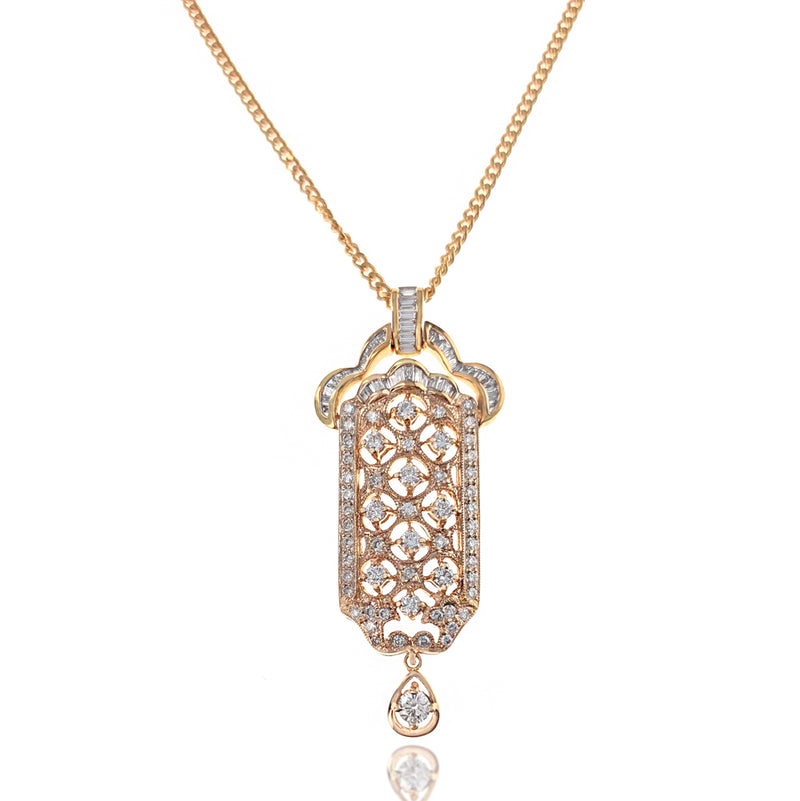 Elongated Diamond Drop on Curb Chain
