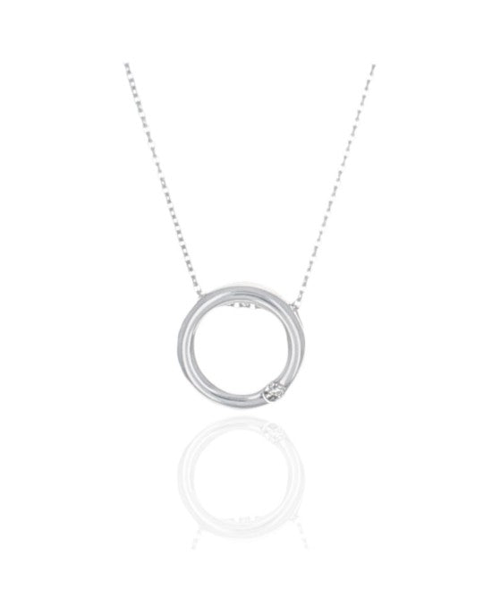 Diamond Solitaire Circle Drop Necklace