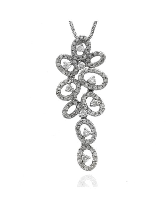 Diamond Open Oval Elongated Drop Necklace