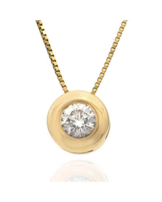 Diamond Solitaire Drop Necklace in Yellow Gold