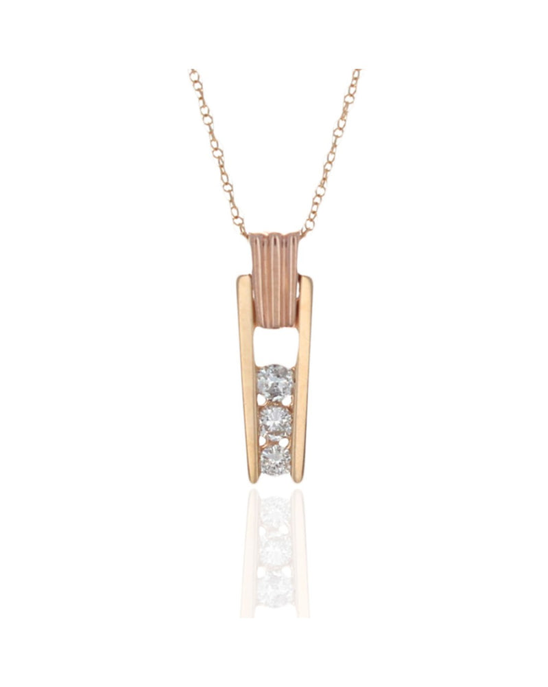 Diamond Fluted Bar Drop Necklace