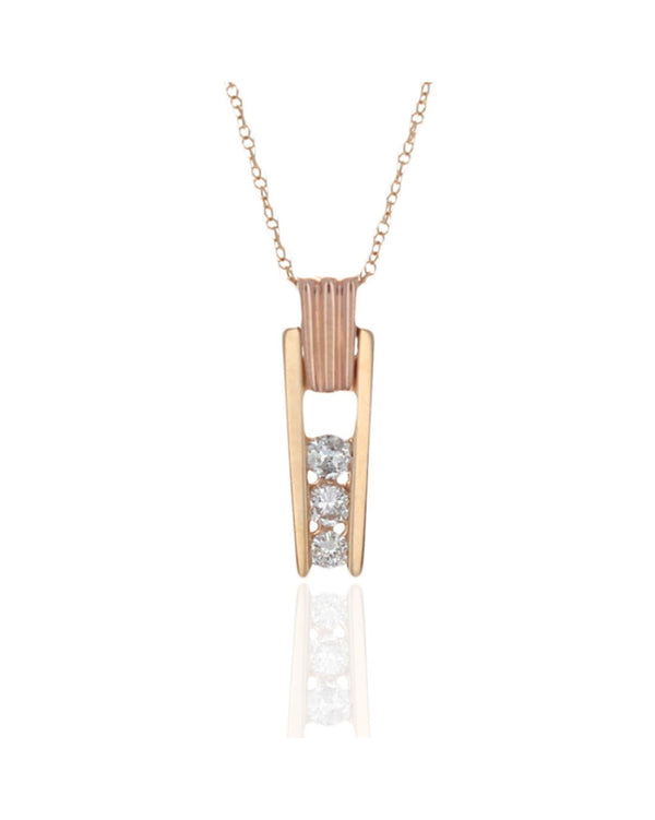 Diamond Fluted Bar Drop Necklace