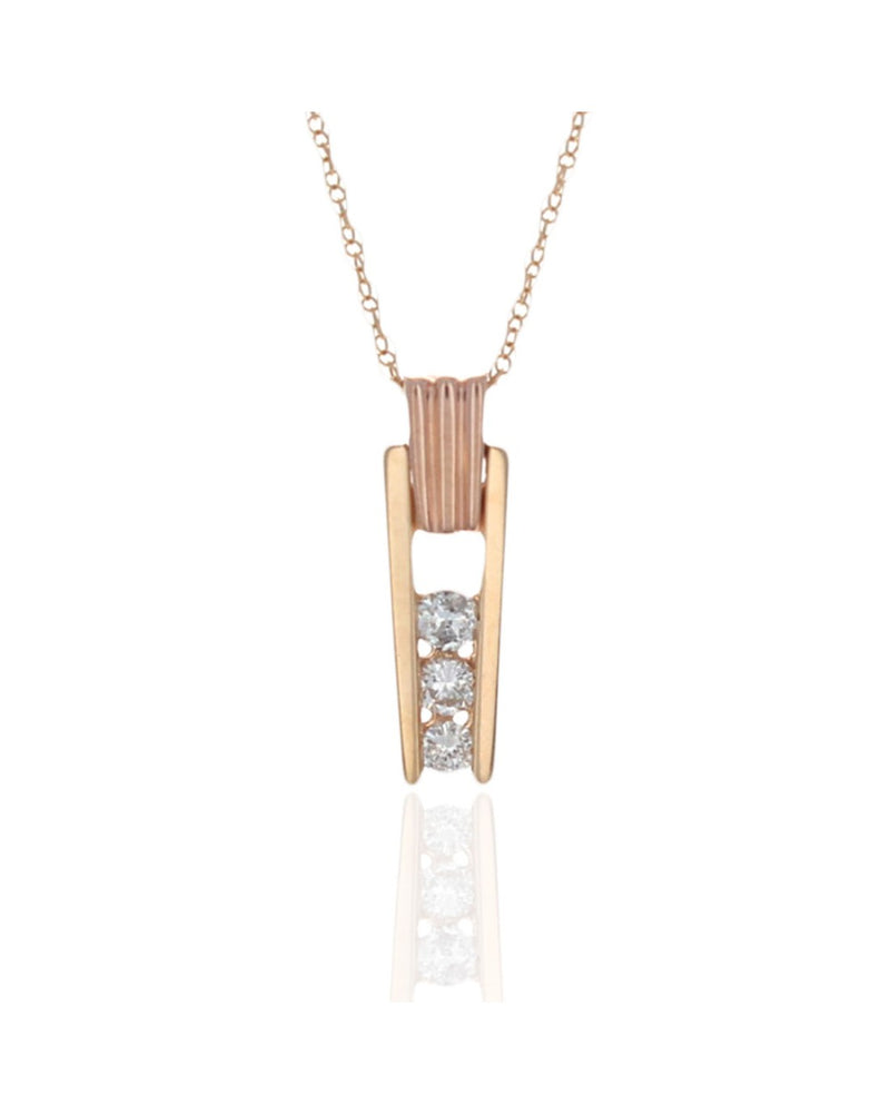 Diamond Fluted Bar Drop Necklace