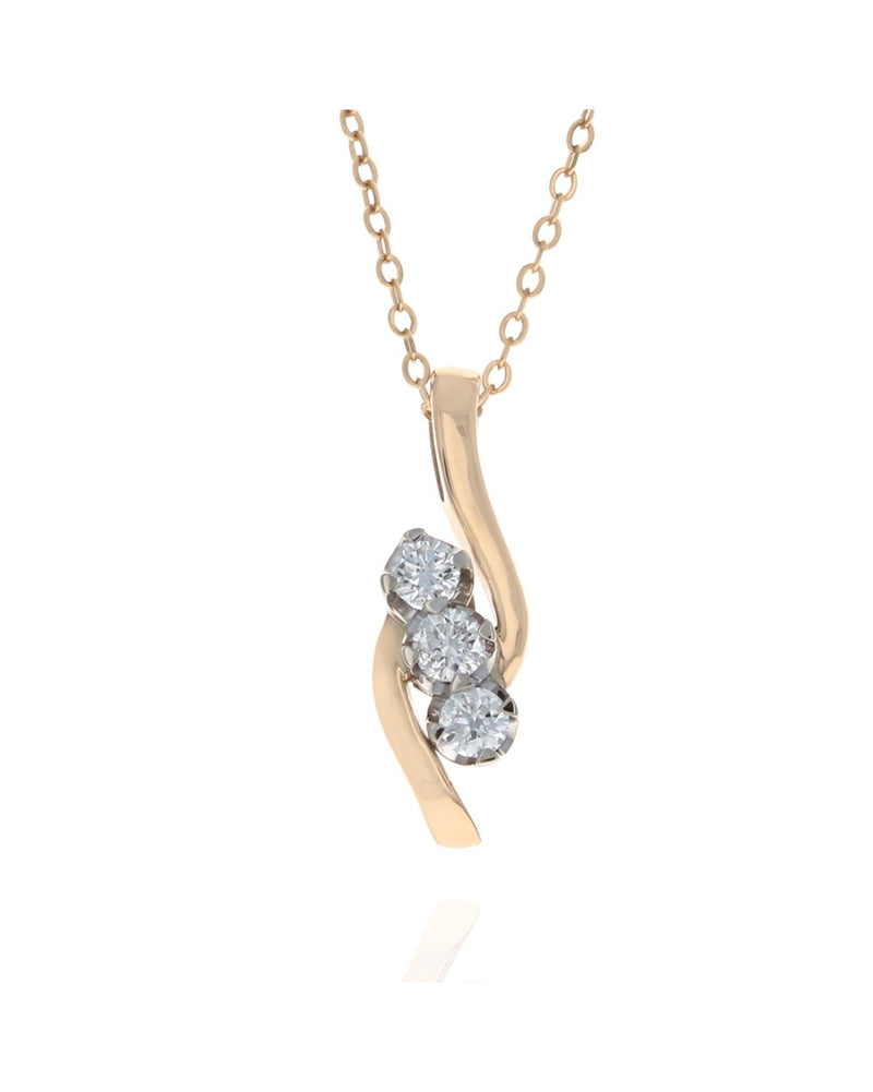 Three Stone Diamond Bypass Drop Necklace