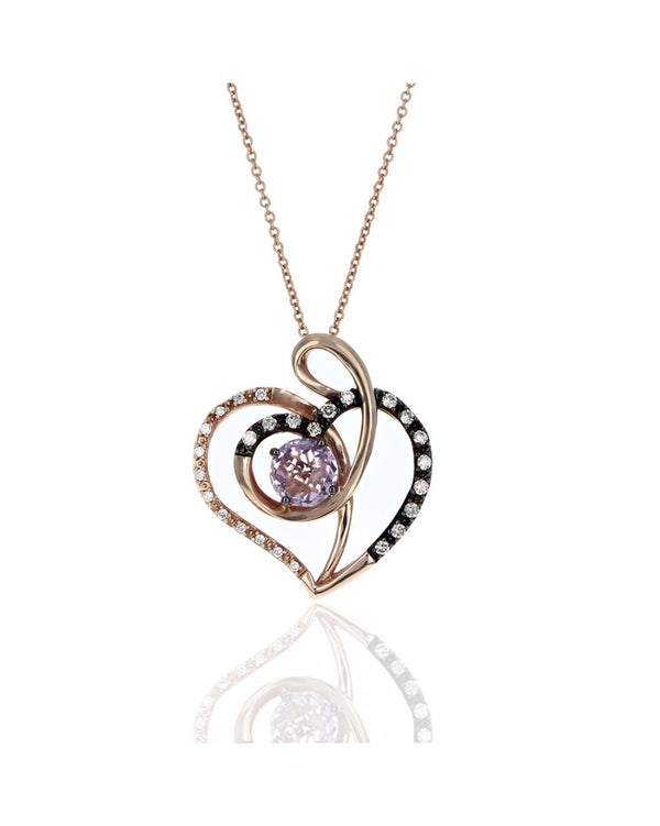 Le Vian Amethyst and Diamond Open Crossover Heart Necklace