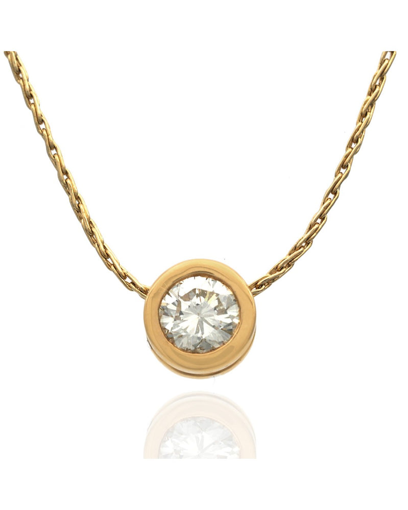 Diamond Solitaire Necklace in Yellow Gold