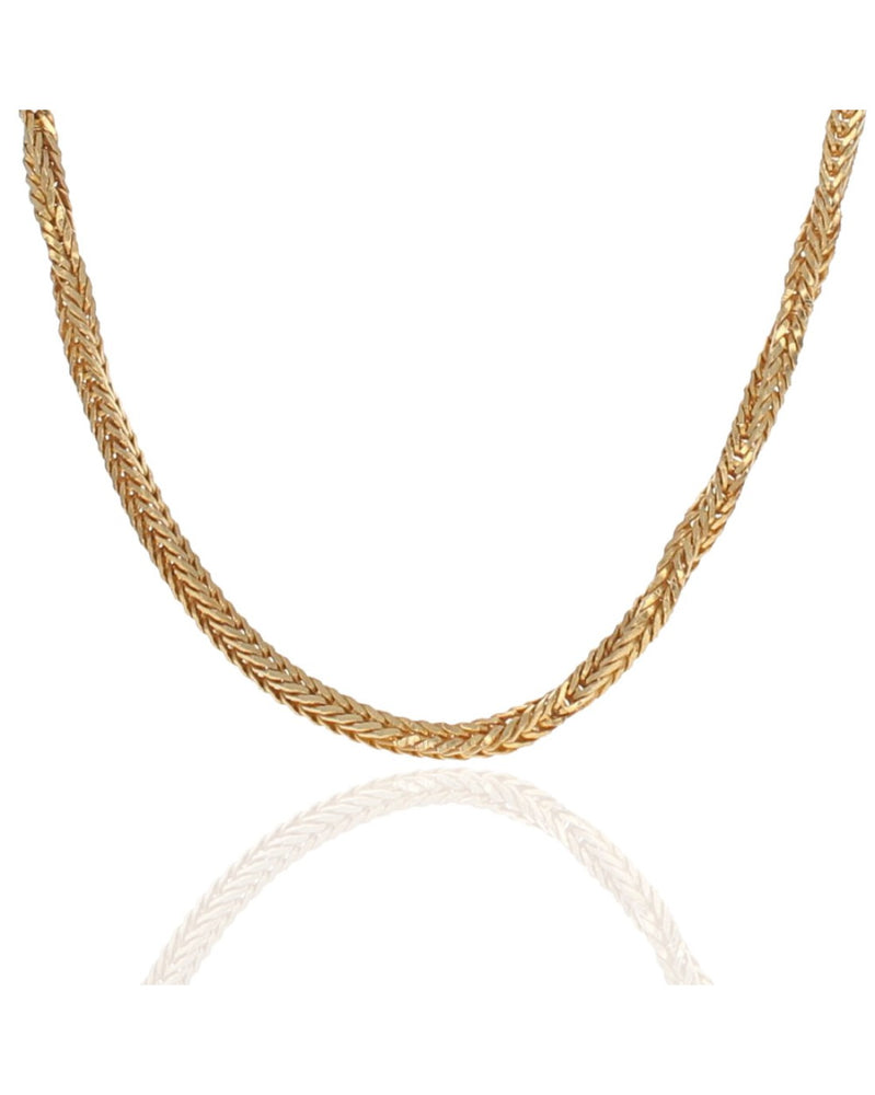 Alternating Twisted Foxtail Chain Necklace in Yellow Gold