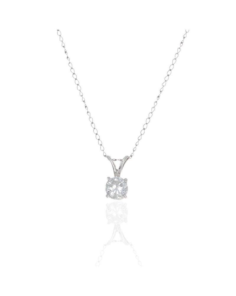 Diamond Solitaire Drop Necklace in White Gold