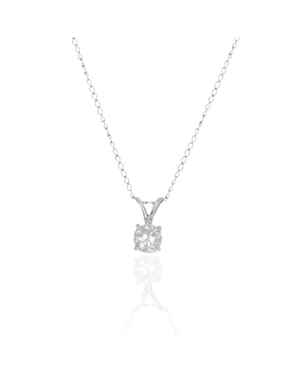 Diamond Solitaire Drop Necklace in White Gold