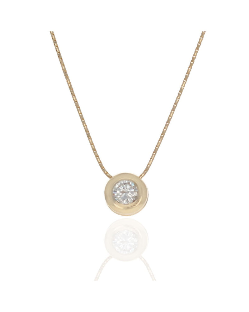 Diamond Solitaire Drop Necklace in Yellow Gold