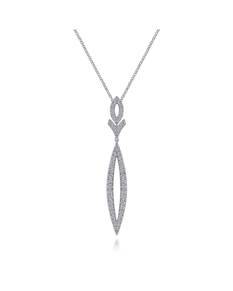 Gabriel & Co. Diamond Oval, Chevron and Marquise Drop Necklace