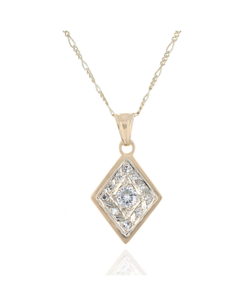 Diamond in Diamond Shaped Halo Frame Drop Necklace