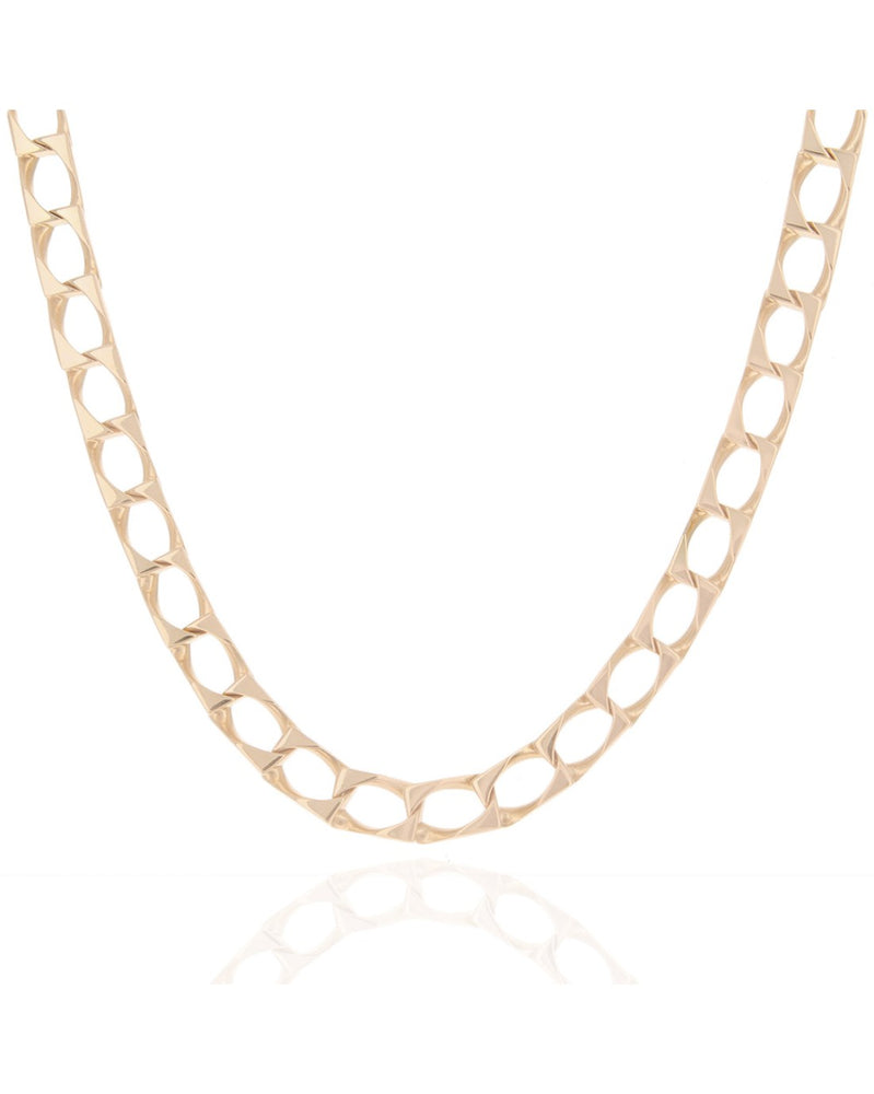 Square Curb Chain Necklace in Yellow Gold