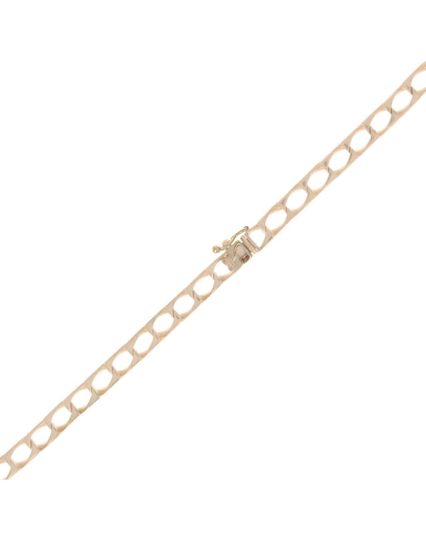 Square Curb Chain Necklace in Yellow Gold