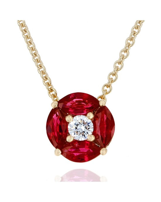 Marquise Ruby and Diamond Accent Drop Necklace