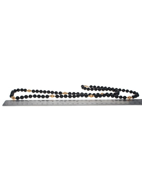 Black Onyx and Gold Bead Necklace