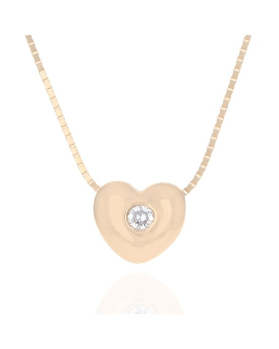 Diamond Solitaire Heart Drop Necklace