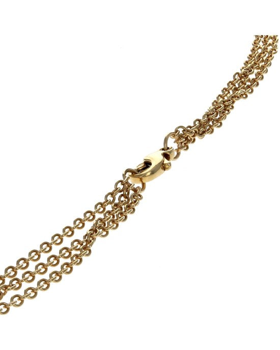 Checkerboard Citrine and Diamond Drop Triple Cable Necklace