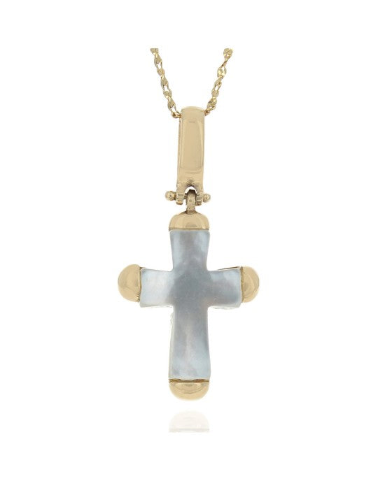 Mother of Pearl Cross on Diamond Cut Chain