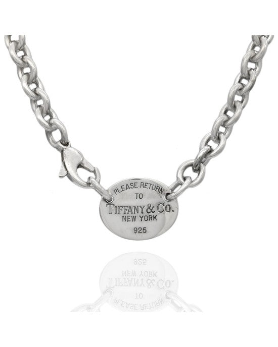 Return to Tiffany Oval Tag Necklace in Silver